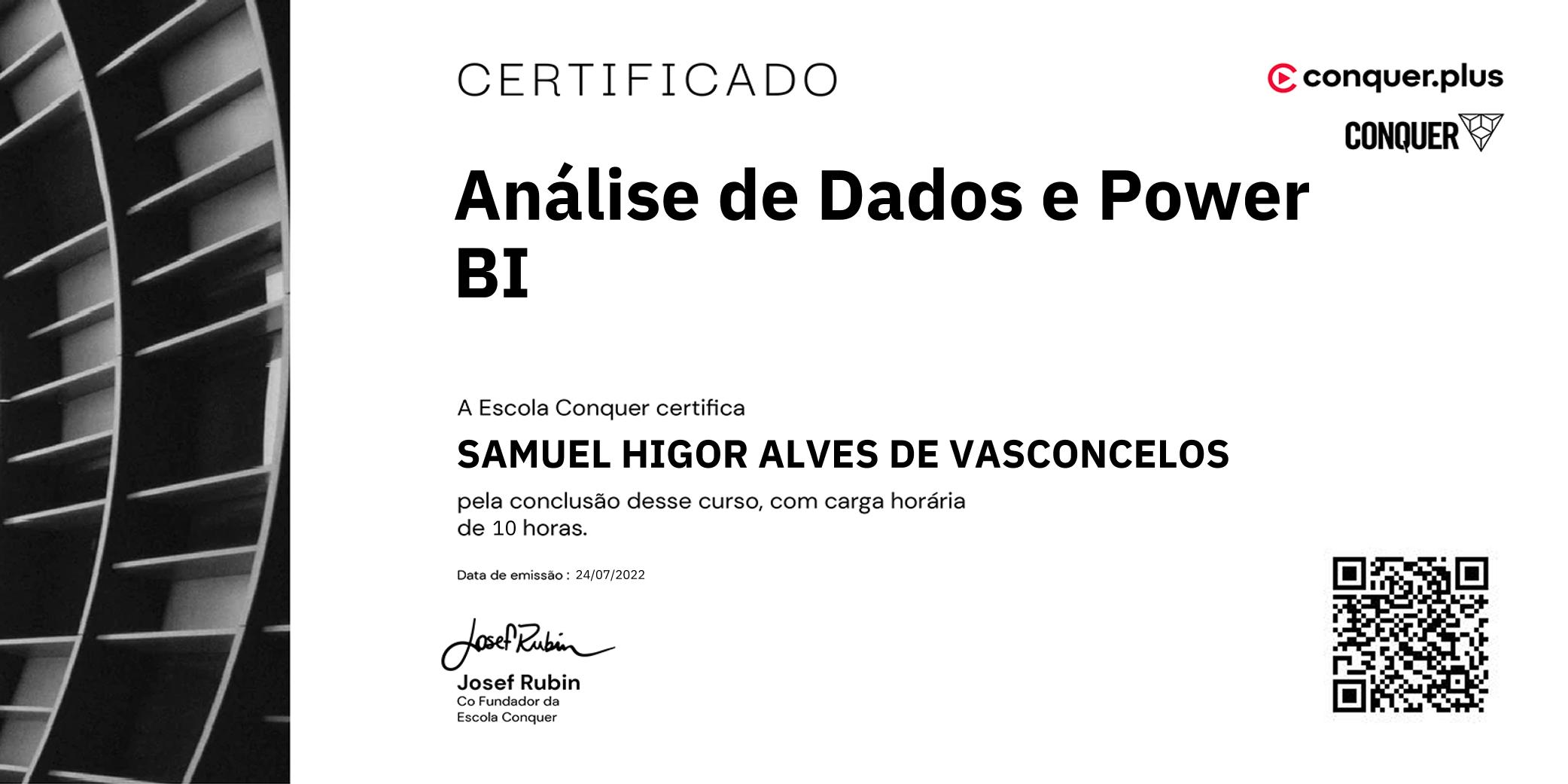 Certificado de Análise de Dados e Power BI